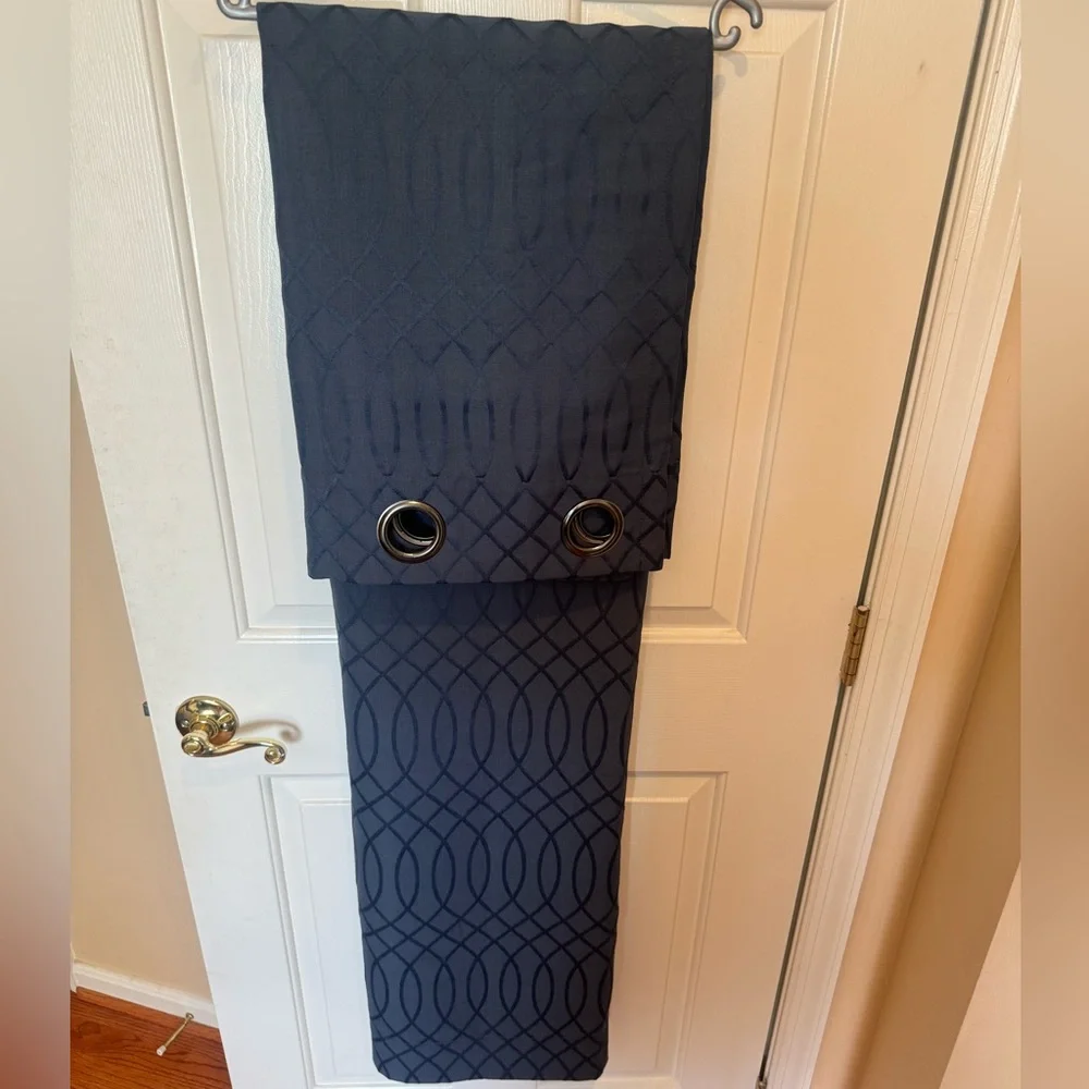 Kensington Home Fashions blue grommet top curtains two panels.